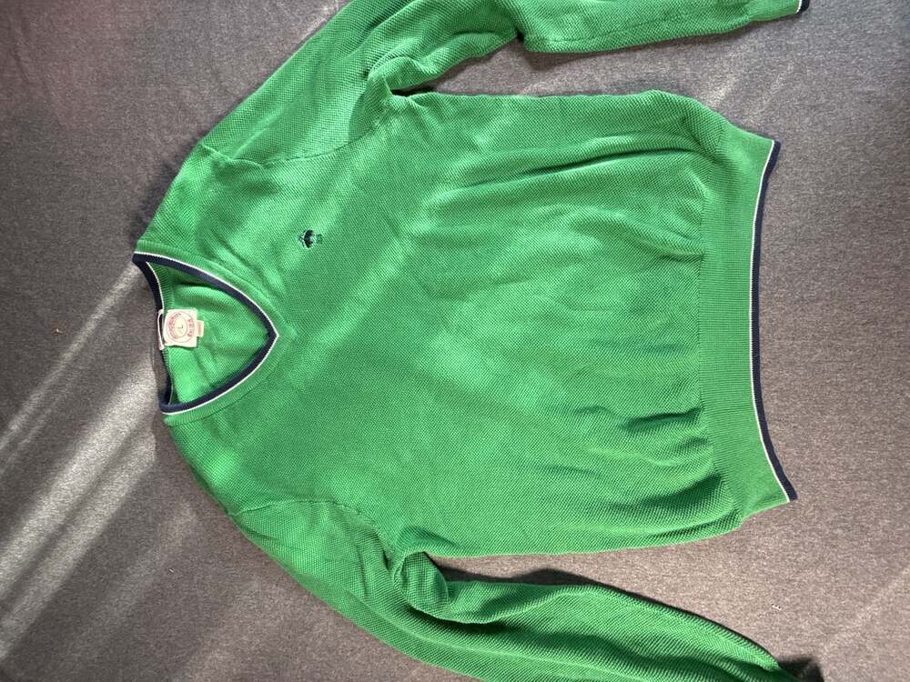 Brooks Brothers Supima Cotton Pique Knit V-Neck Sweater Green Size L